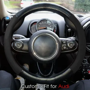 Car Steering Wheel Cover, Custom-Fit For Cars, Leather Nonslip 3D Carbon Fiber Texture Sport Style Wheel Cover for Women, Interior Modification for All Car Accessories WARA225