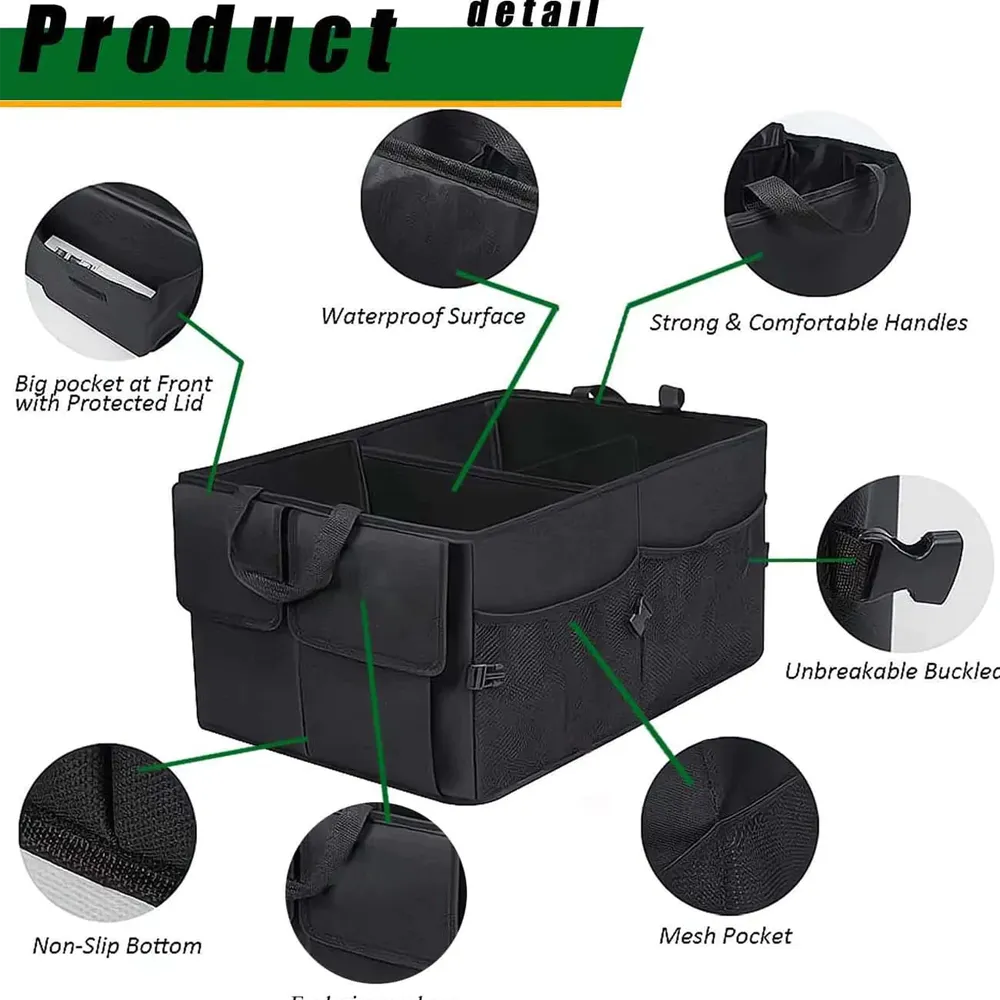 Car Trunk Organizer, Custom-Fit For Car, Foldable Car Trunk Storage Box, Storage Bag, Waterproof, Dust-proof, Stain-Resistant, Car Accessories WANS229