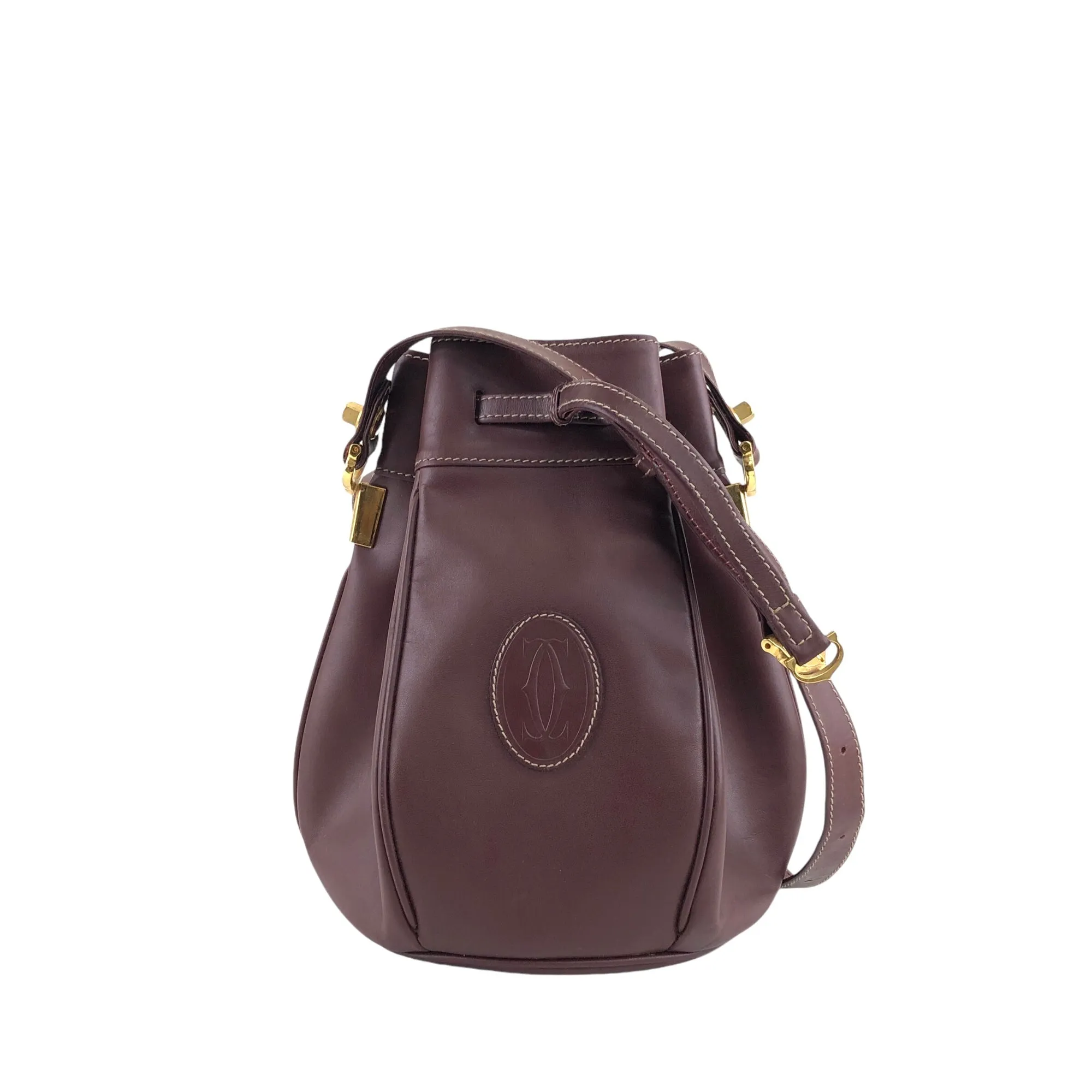 Cartier Logo Drawstring Shoulder bag Bordeaux Vintage au4y6u