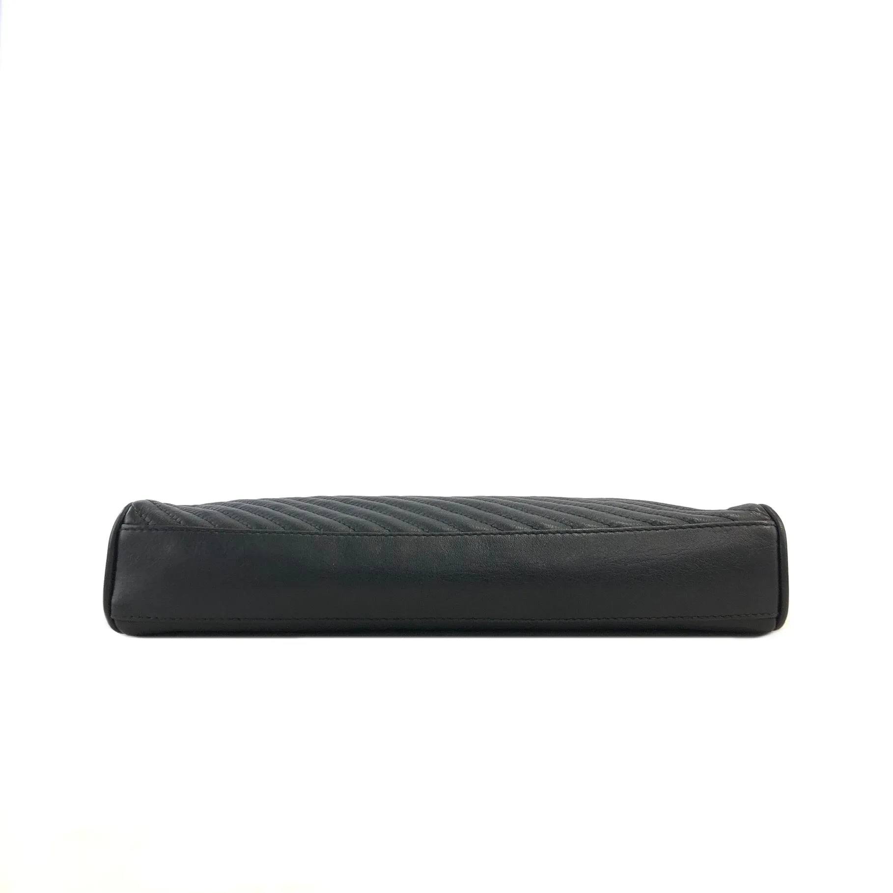 CELINE Blason Logo Leather Clutch bag Black Vintage pe27i6