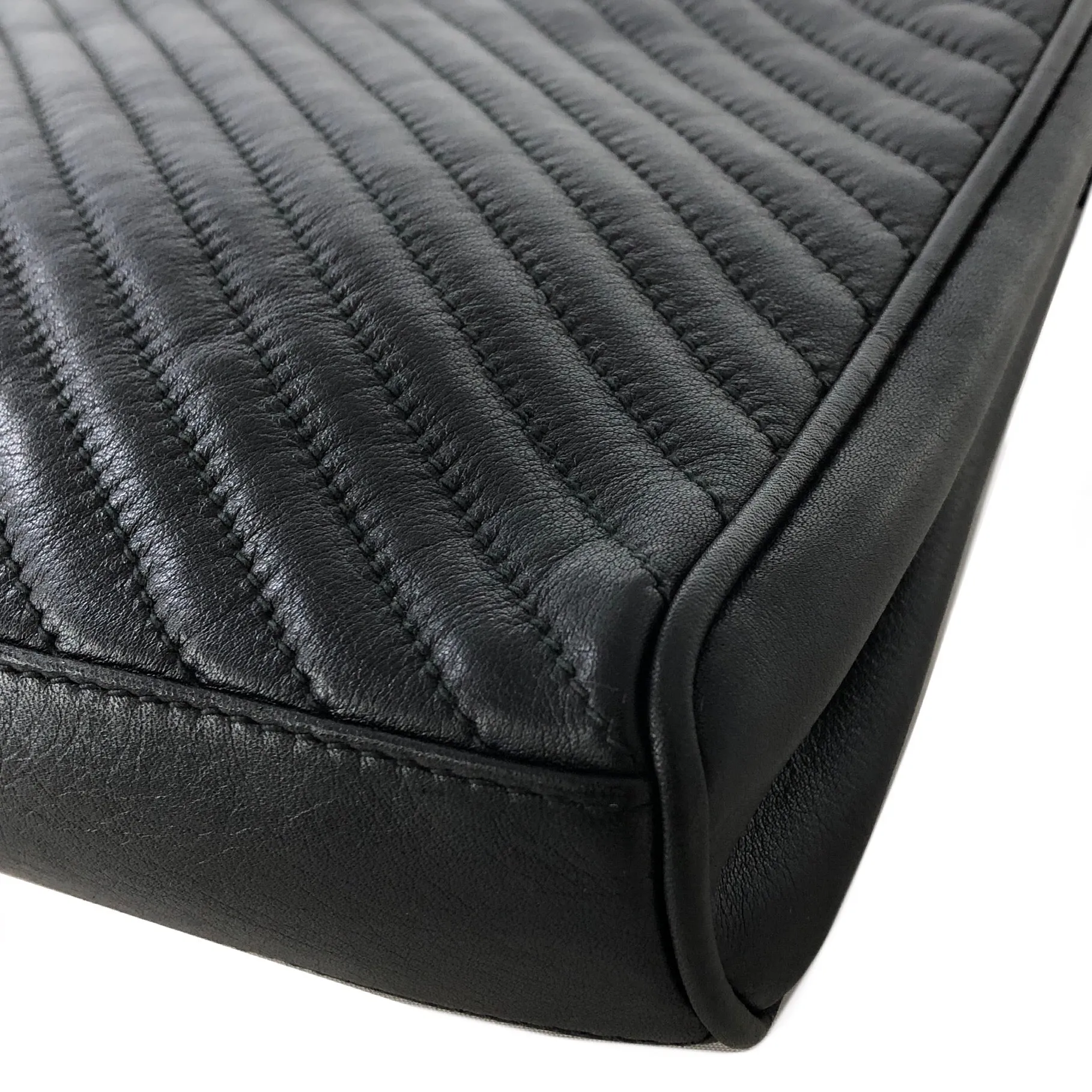 CELINE Blason Logo Leather Clutch bag Black Vintage pe27i6
