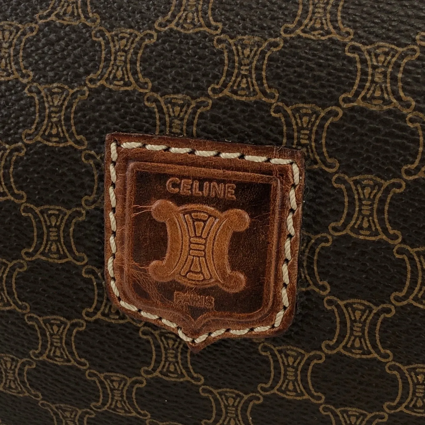 CELINE Macadam Blason Crossbody Small Shoulder bag Brown vintage Old Celine ty6g48