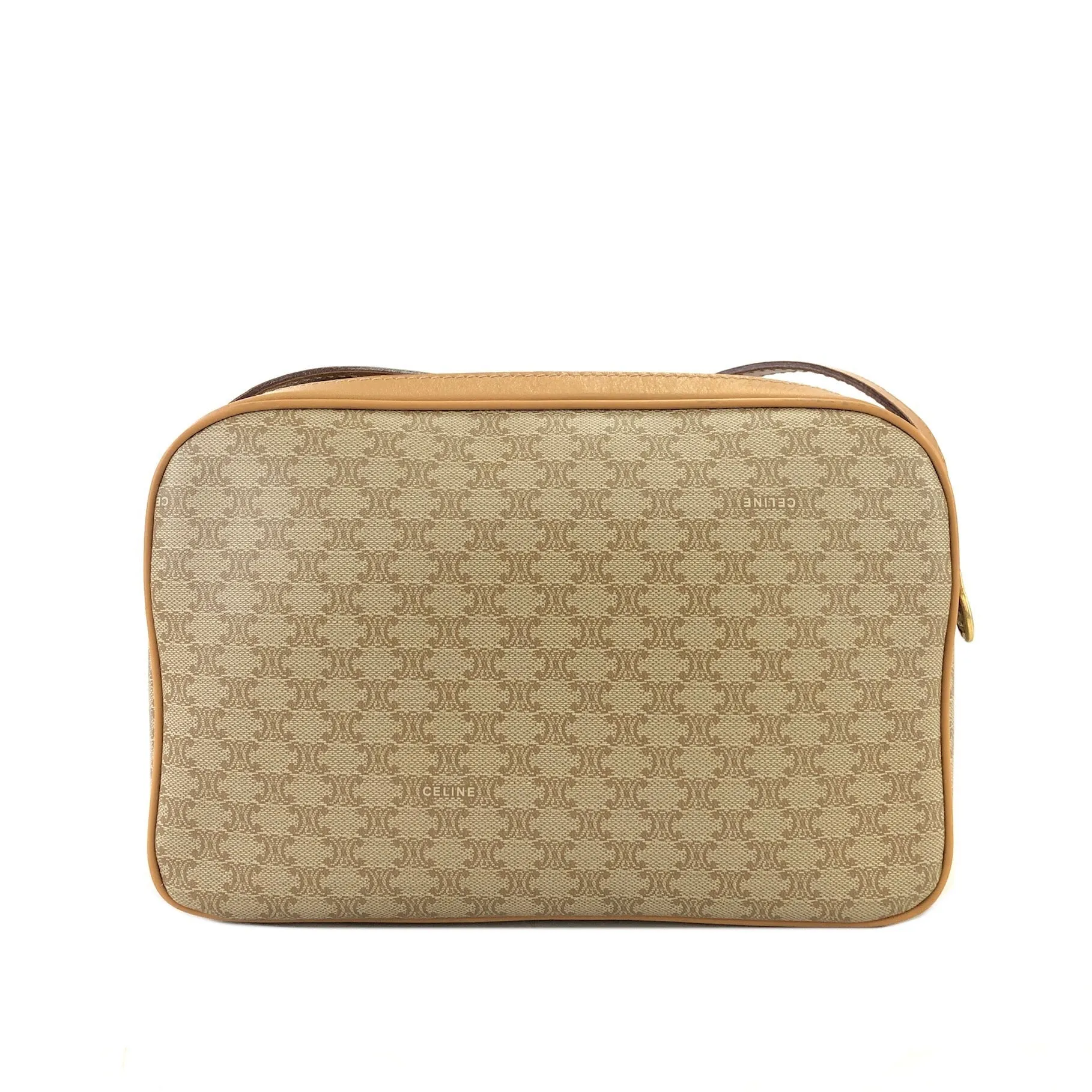 CELINE Macadam Gancini Double Zipper Shoulder bag Beige Vintage Old CELINE ka2sir