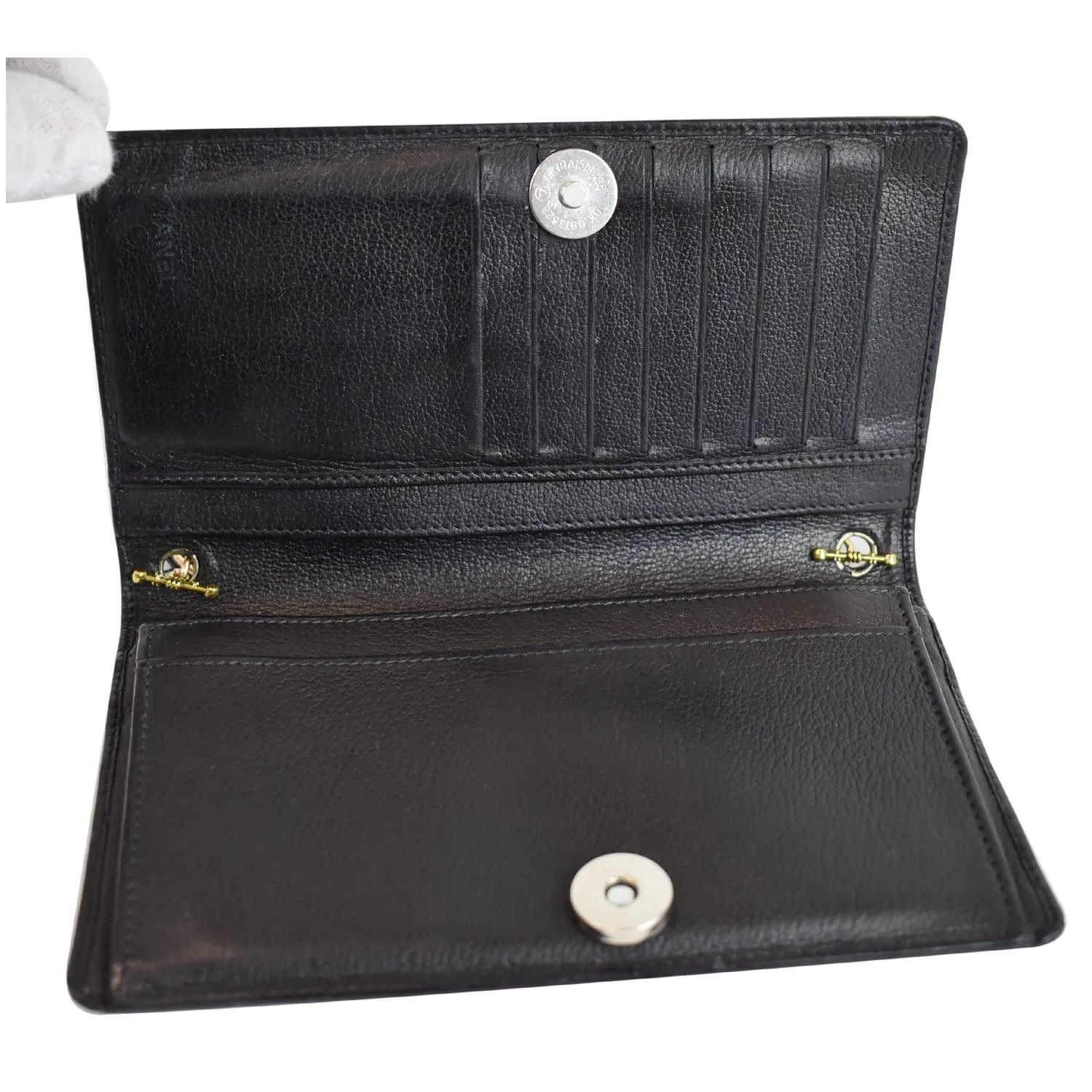 CHANEL Camellia Leather Wallet on Chain Shoulder Bag Black
