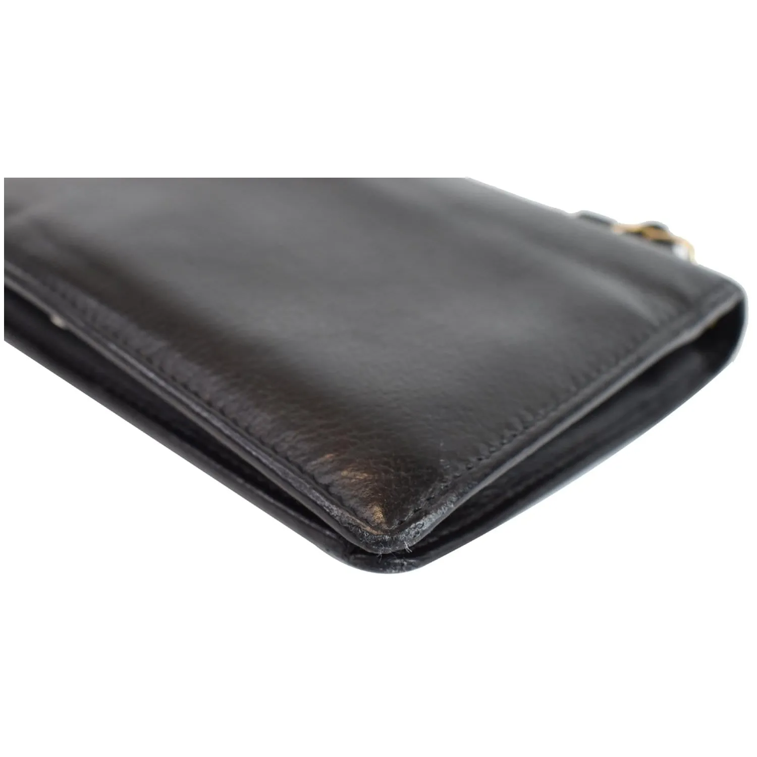 CHANEL Camellia Leather Wallet on Chain Shoulder Bag Black