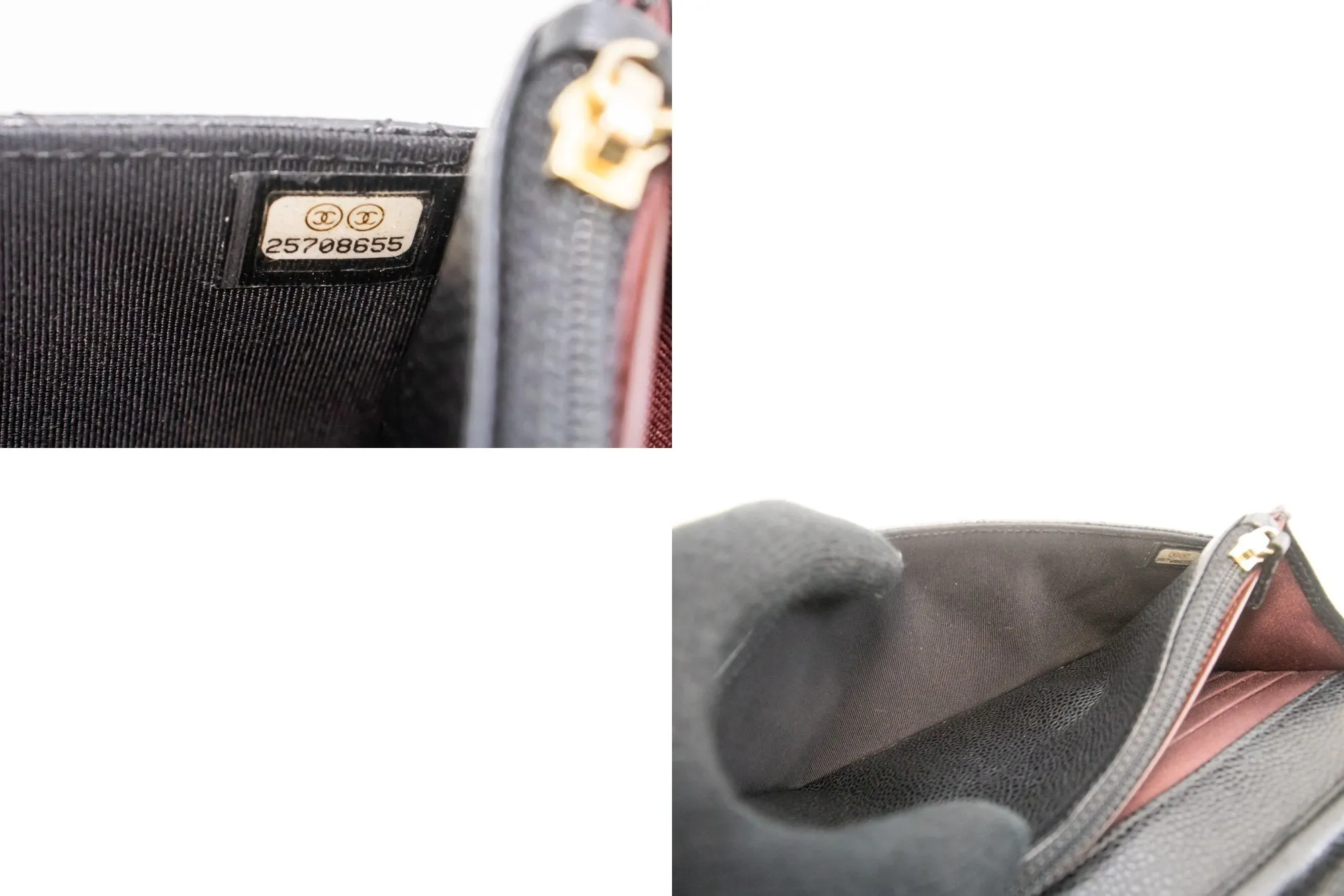 CHANEL Caviar Wallet On Chain WOC Black Shoulder Bag Crossbody m74