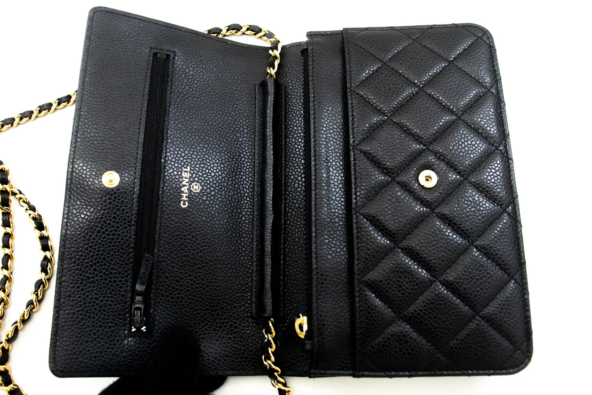 CHANEL Caviar Wallet On Chain WOC Black Shoulder Bag Crossbody m74