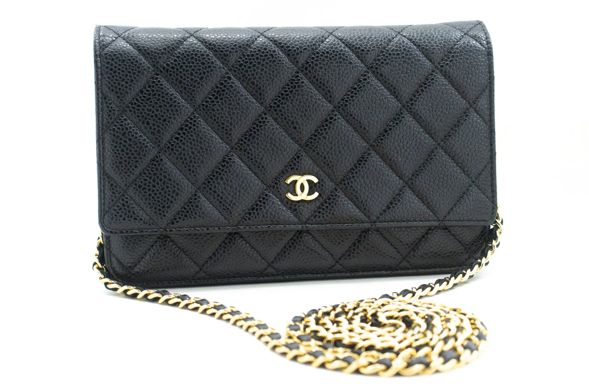 CHANEL Caviar Wallet On Chain WOC Black Shoulder Bag Crossbody m74