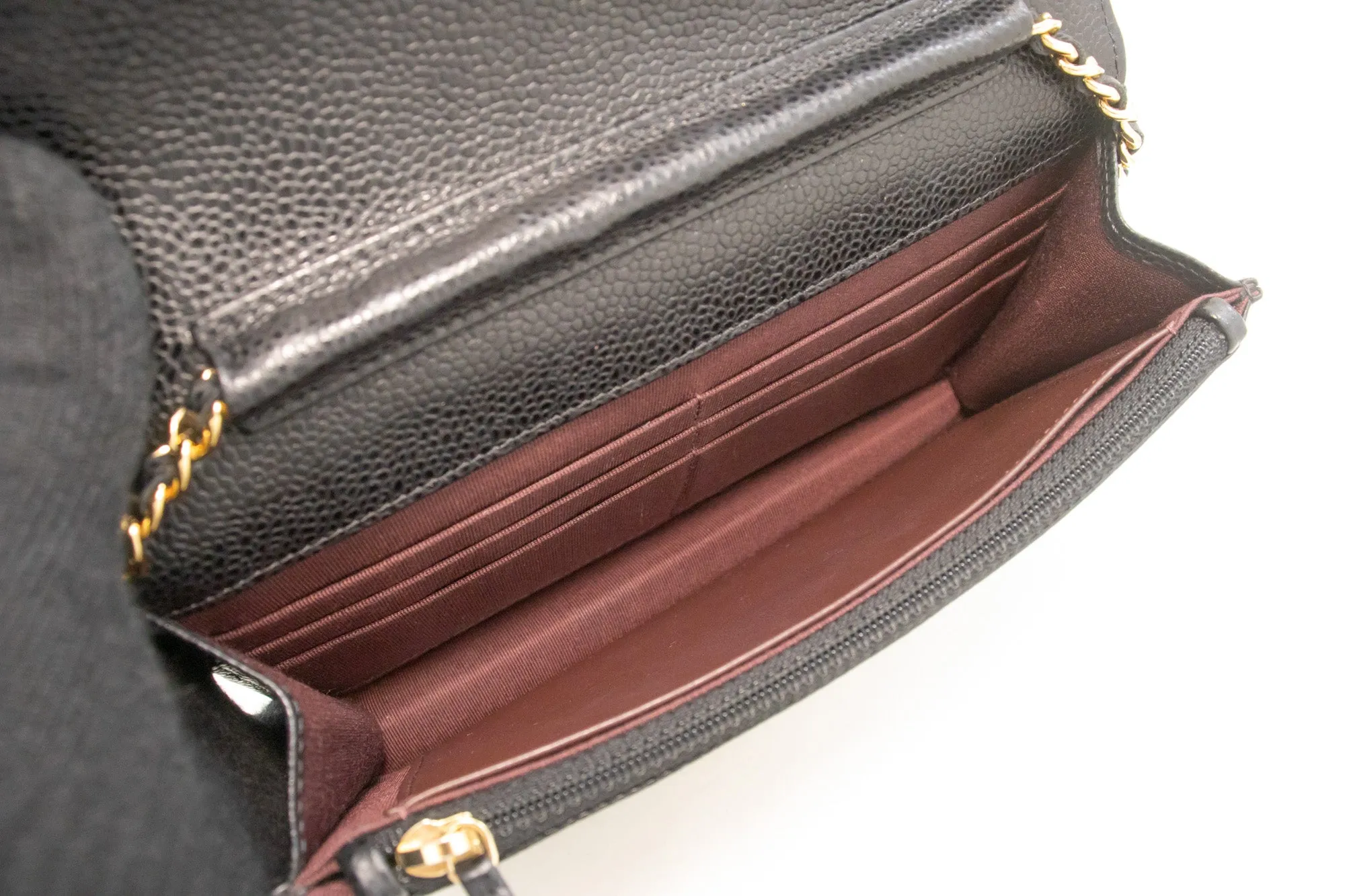 CHANEL Caviar Wallet On Chain WOC Black Shoulder Bag Crossbody m74
