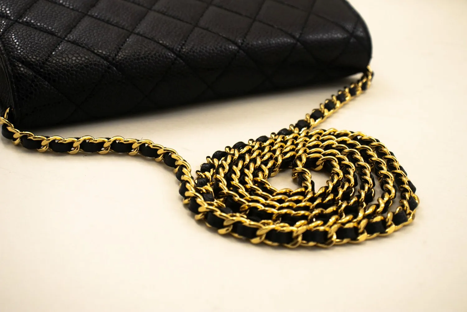 CHANEL Caviar Wallet On Chain WOC Black Shoulder Bag Crossbody m74