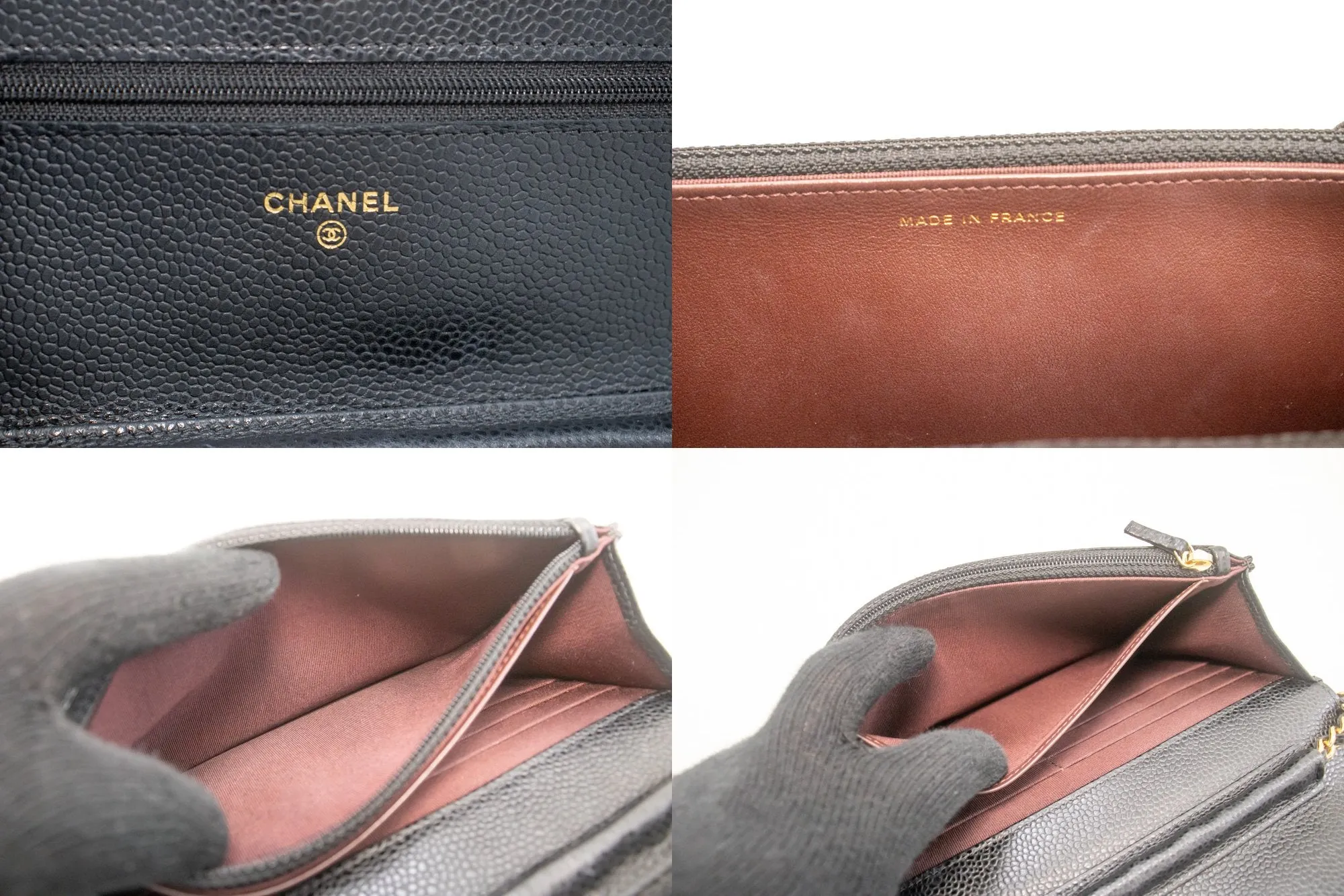 CHANEL Caviar Wallet On Chain WOC Black Shoulder Bag Crossbody m74