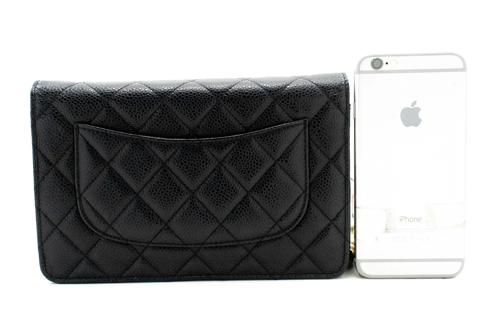 CHANEL Caviar Wallet On Chain WOC Black Shoulder Bag Crossbody m74