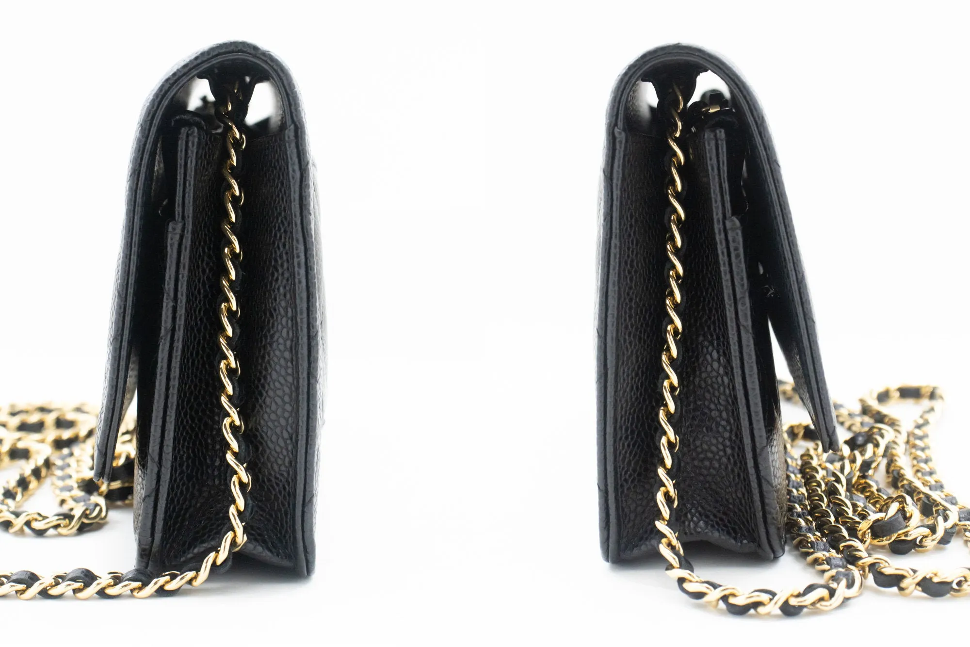 CHANEL Caviar Wallet On Chain WOC Black Shoulder Bag Crossbody m74