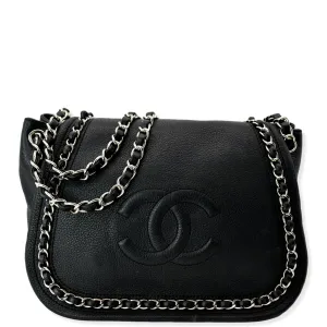 CHANEL CC Chain Around Flap Pebbled Calfskin Shoulder Bag Black