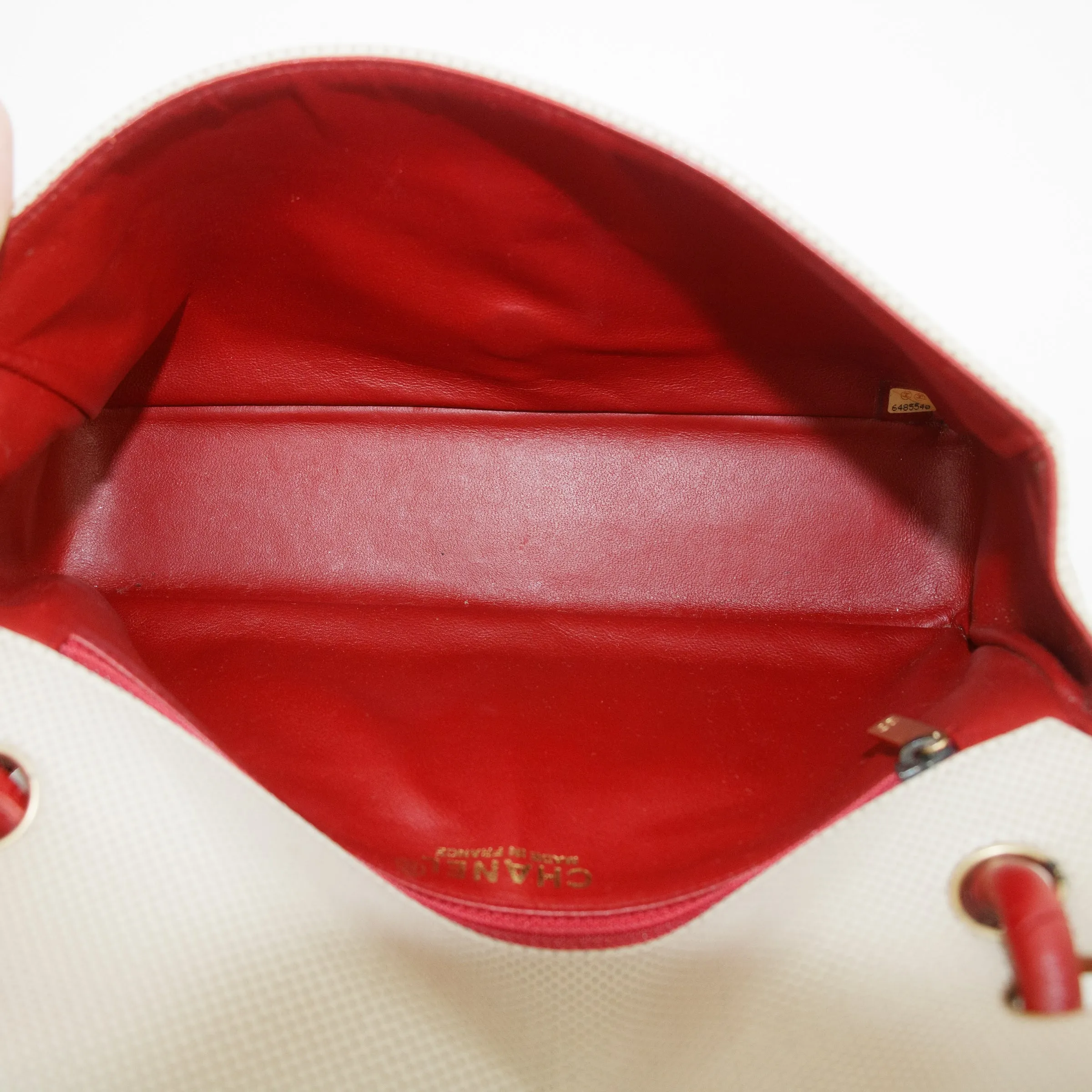 Chanel CC Mark Punching Bicolor Flap Shoulder Bag Beige / Red 6 Series  #2674