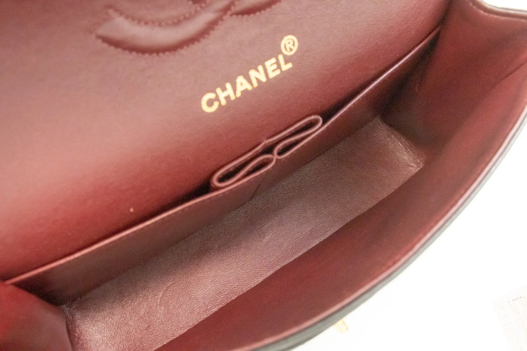 CHANEL Classic Double Flap 10" Chain Shoulder Bag Black Lambskin m24