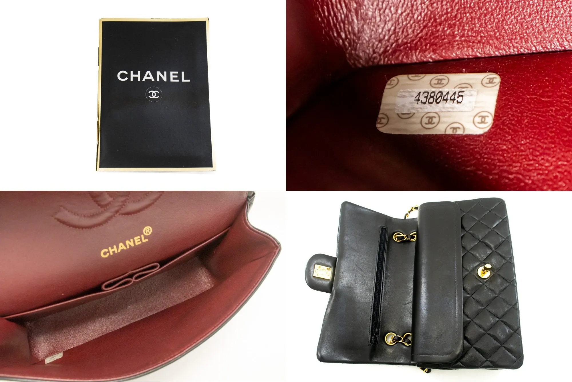 CHANEL Classic Double Flap 10" Chain Shoulder Bag Black Lambskin m24