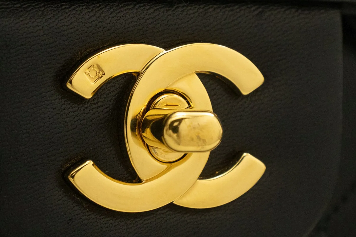 CHANEL Classic Double Flap 10" Chain Shoulder Bag Black Lambskin m24