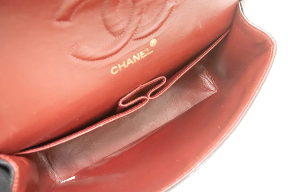 CHANEL Classic Double Flap 10" Chain Shoulder Bag Black Lambskin n98