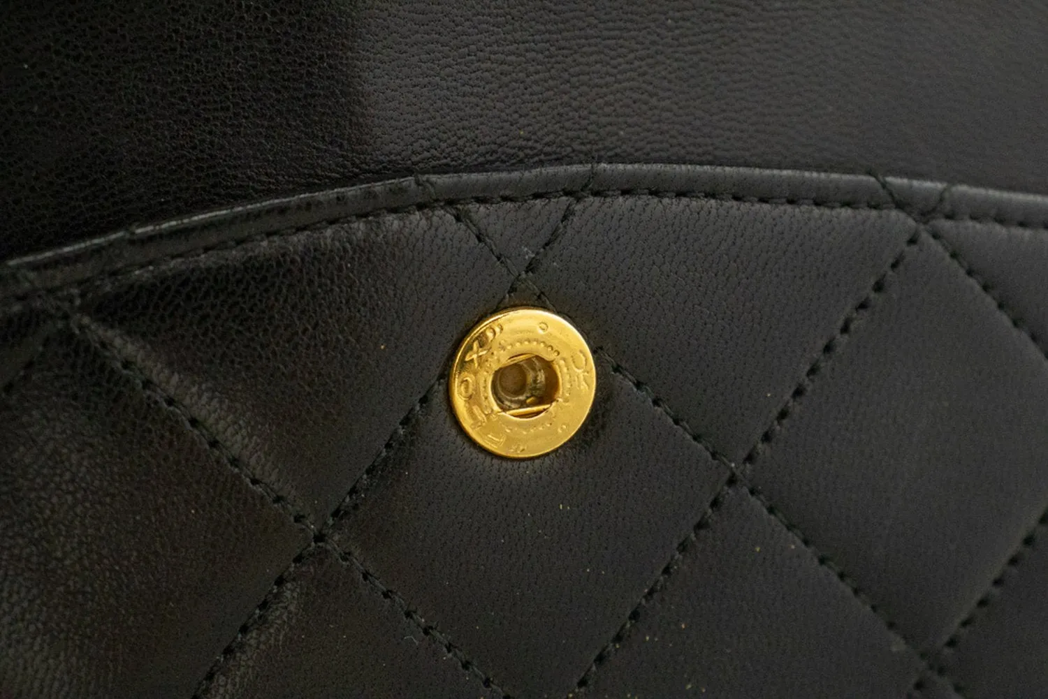 CHANEL Classic Double Flap 10" Chain Shoulder Bag Black Lambskin n98