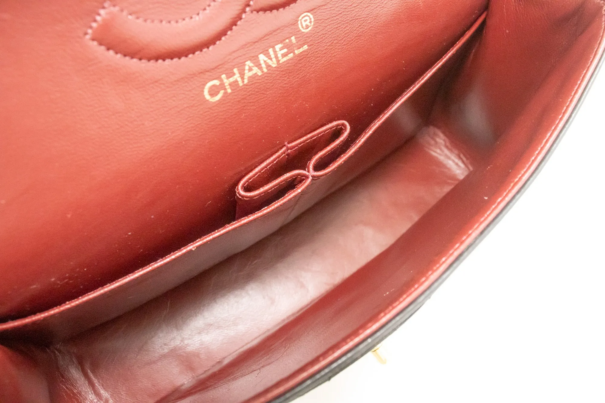 CHANEL Classic Double Flap 10" Chain Shoulder Bag Black Lambskin n98