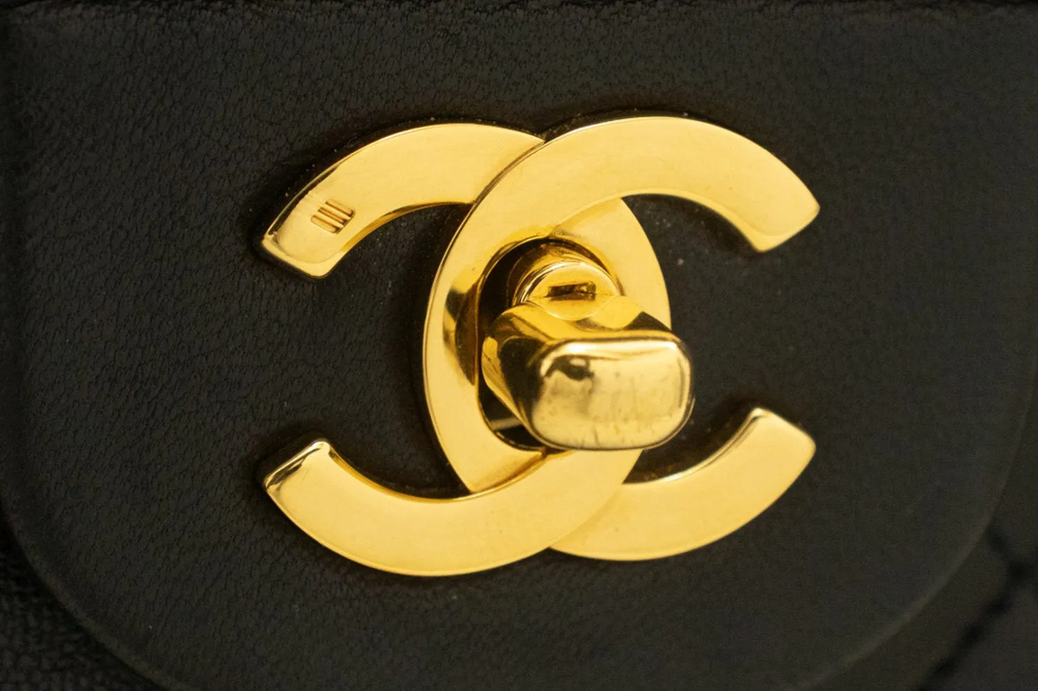 CHANEL Classic Double Flap 10" Chain Shoulder Bag Black Lambskin n98