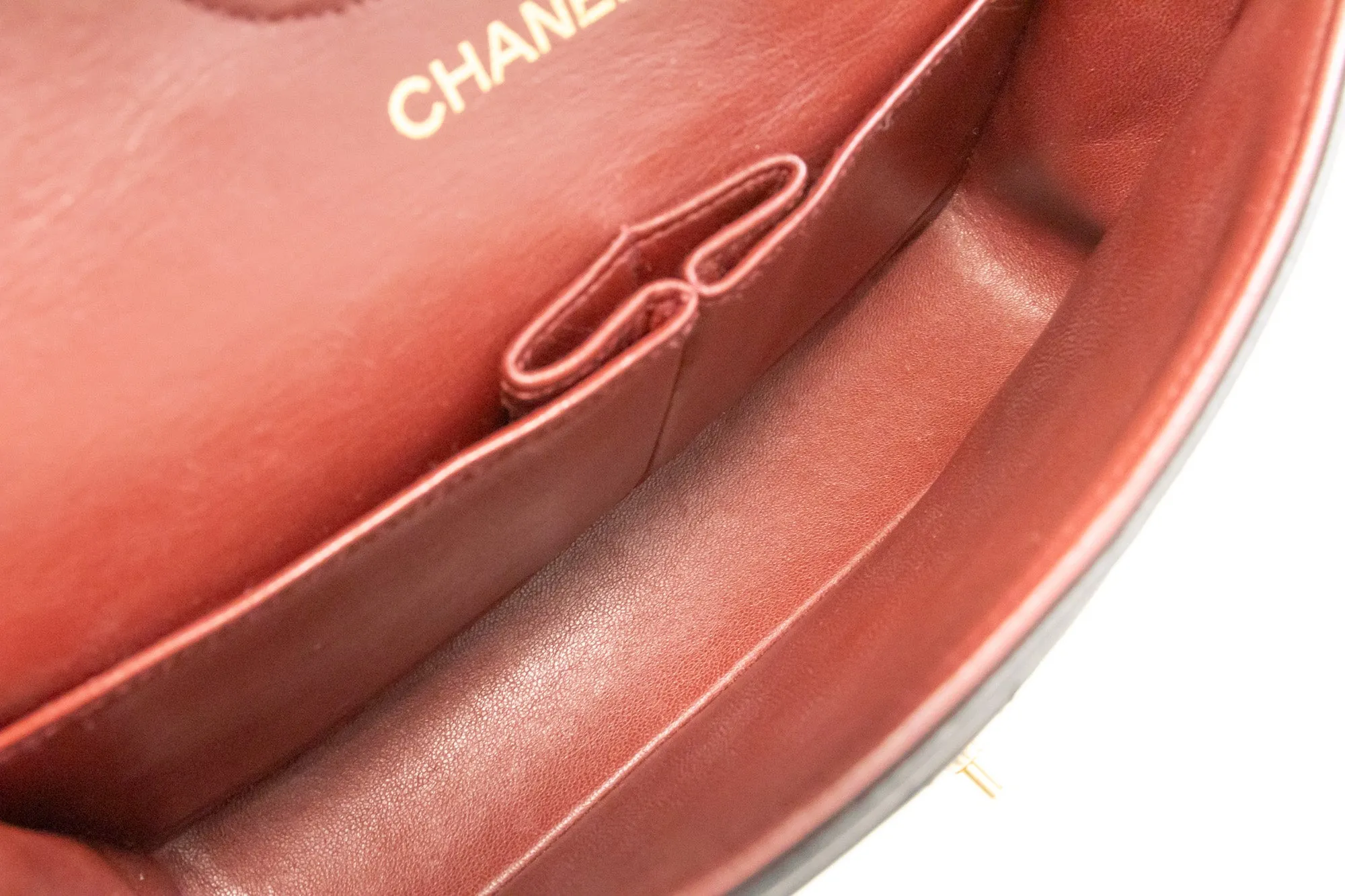 CHANEL Classic Double Flap 9" Chain Shoulder Bag Black Lambskin m85