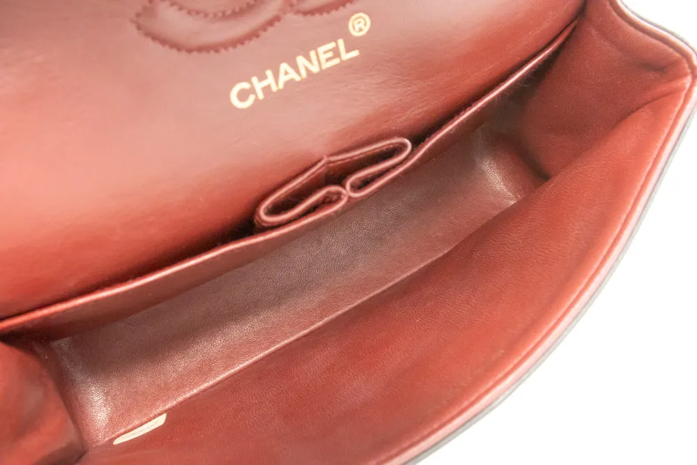 CHANEL Classic Double Flap 9" Chain Shoulder Bag Black Lambskin m85