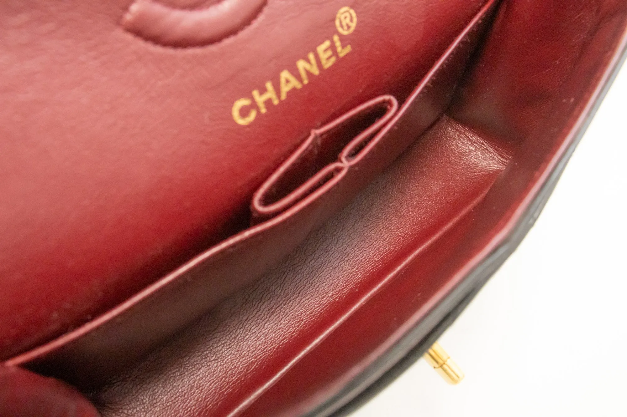 CHANEL Classic Double Flap 9" Chain Shoulder Bag Black Lambskin m86