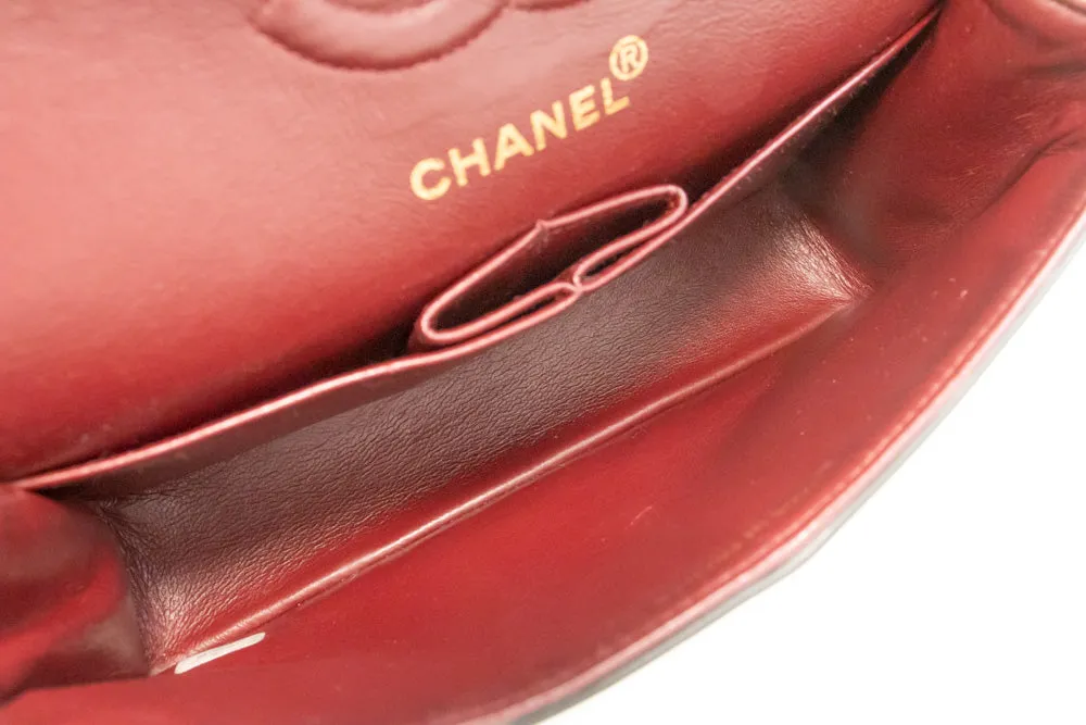 CHANEL Classic Double Flap 9" Chain Shoulder Bag Black Lambskin m86