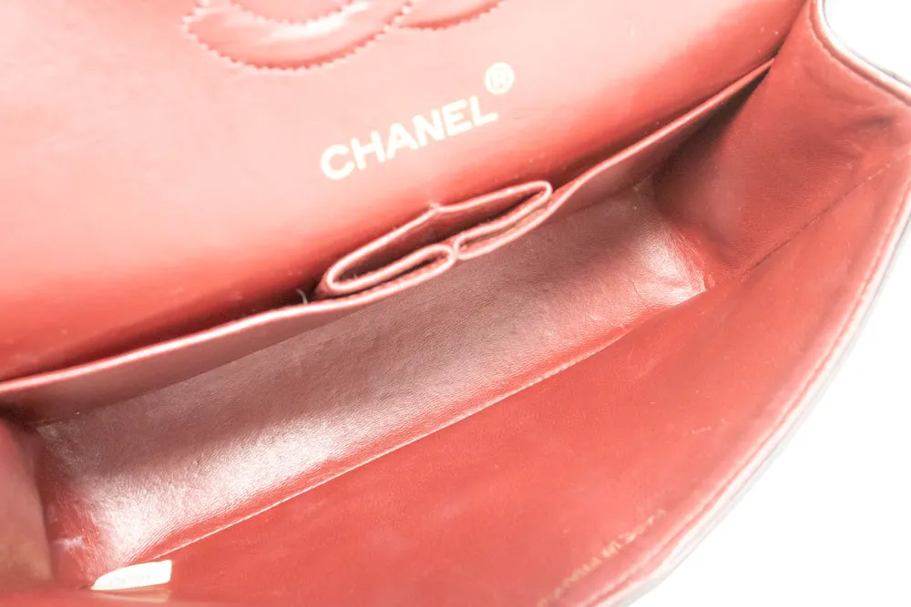 CHANEL Classic Double Flap 9" Chain Shoulder Bag Black Lambskin n24