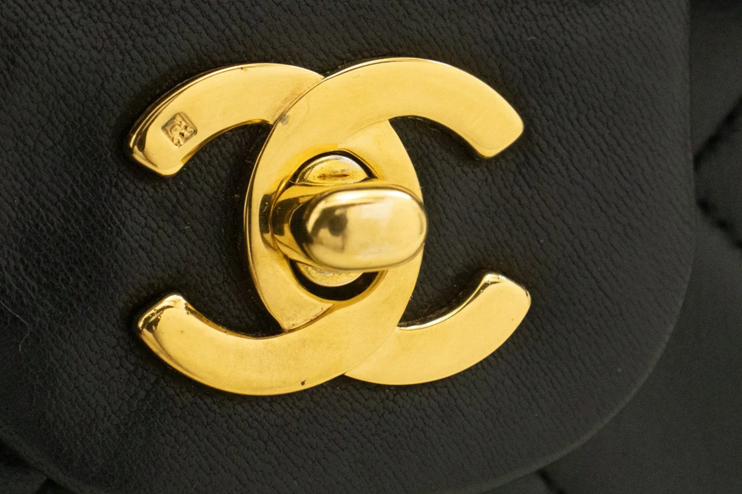 CHANEL Classic Double Flap 9" Chain Shoulder Bag Black Lambskin n24