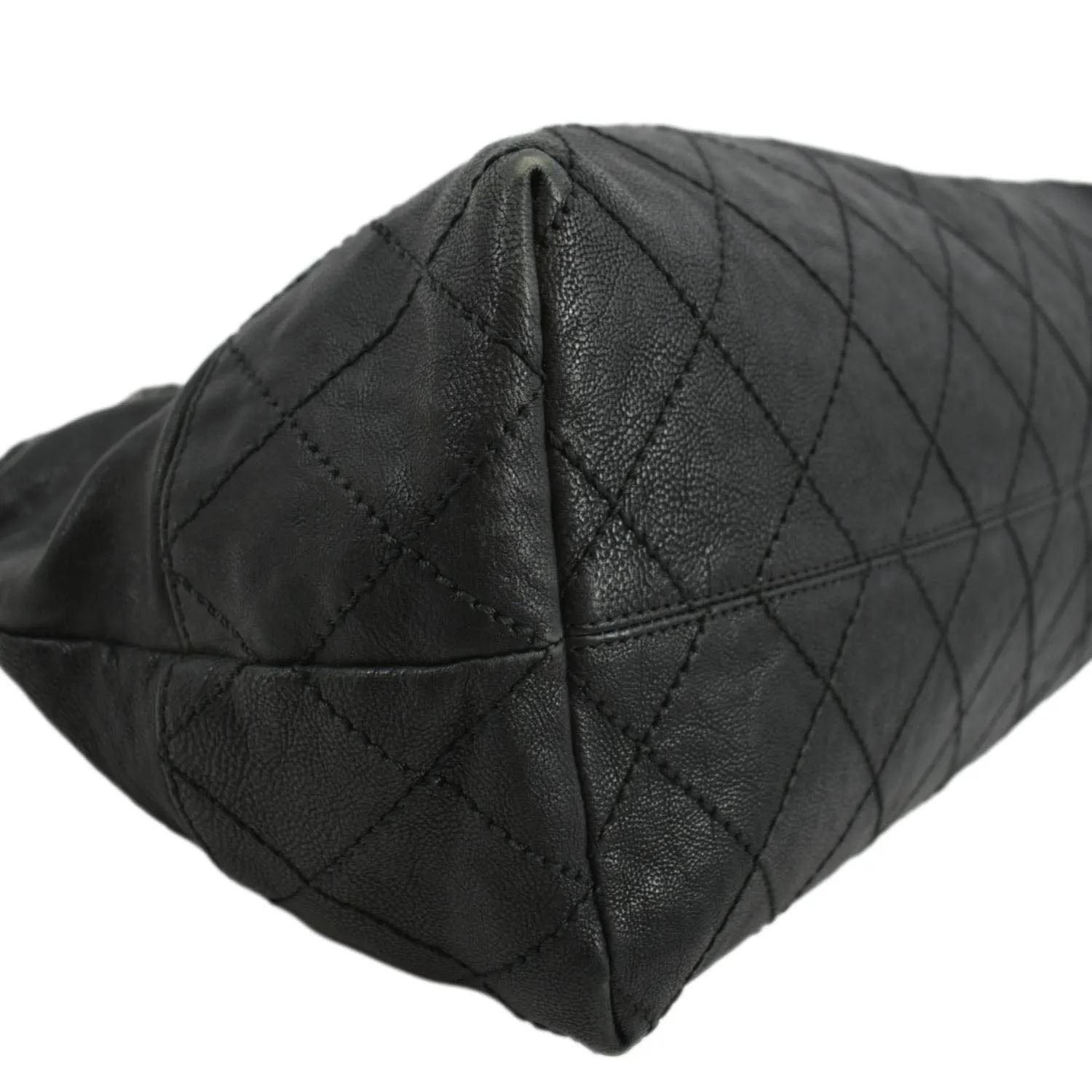 CHANEL Coco Cabas Leather Shoulder Tote Bag Black