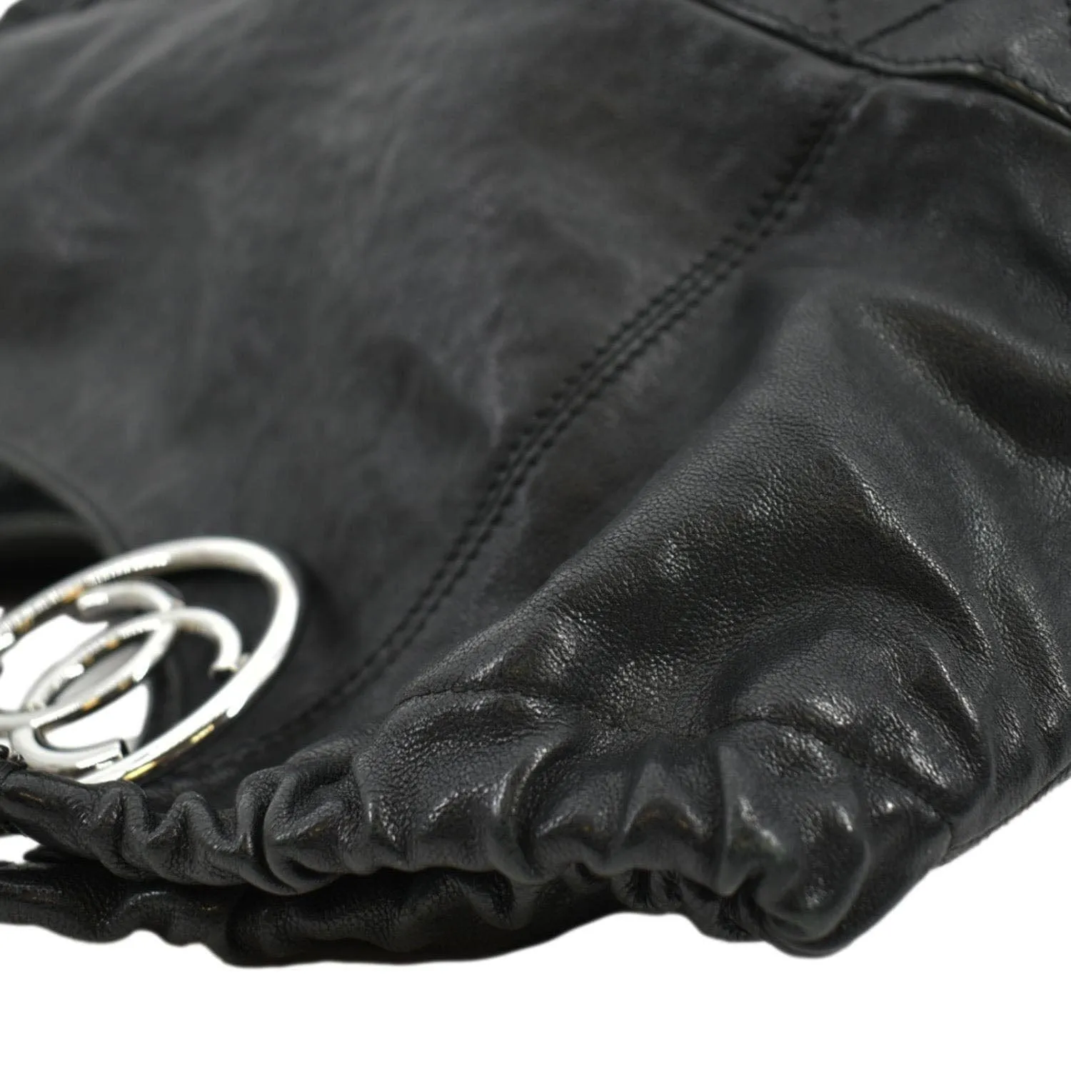 CHANEL Coco Cabas Leather Shoulder Tote Bag Black