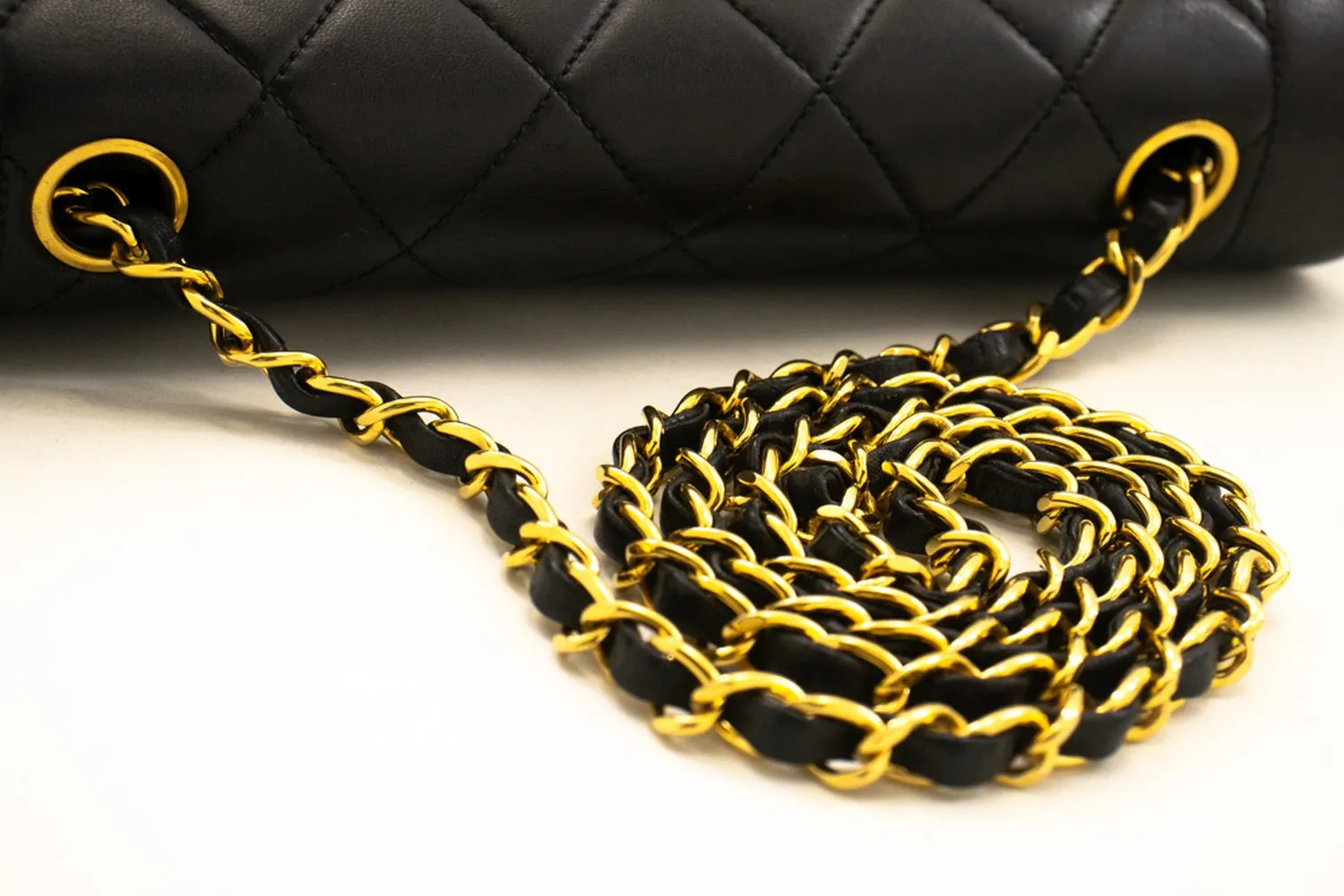 CHANEL Diana Flap Chain Shoulder Bag Black Quilted Lambskin Purse m15