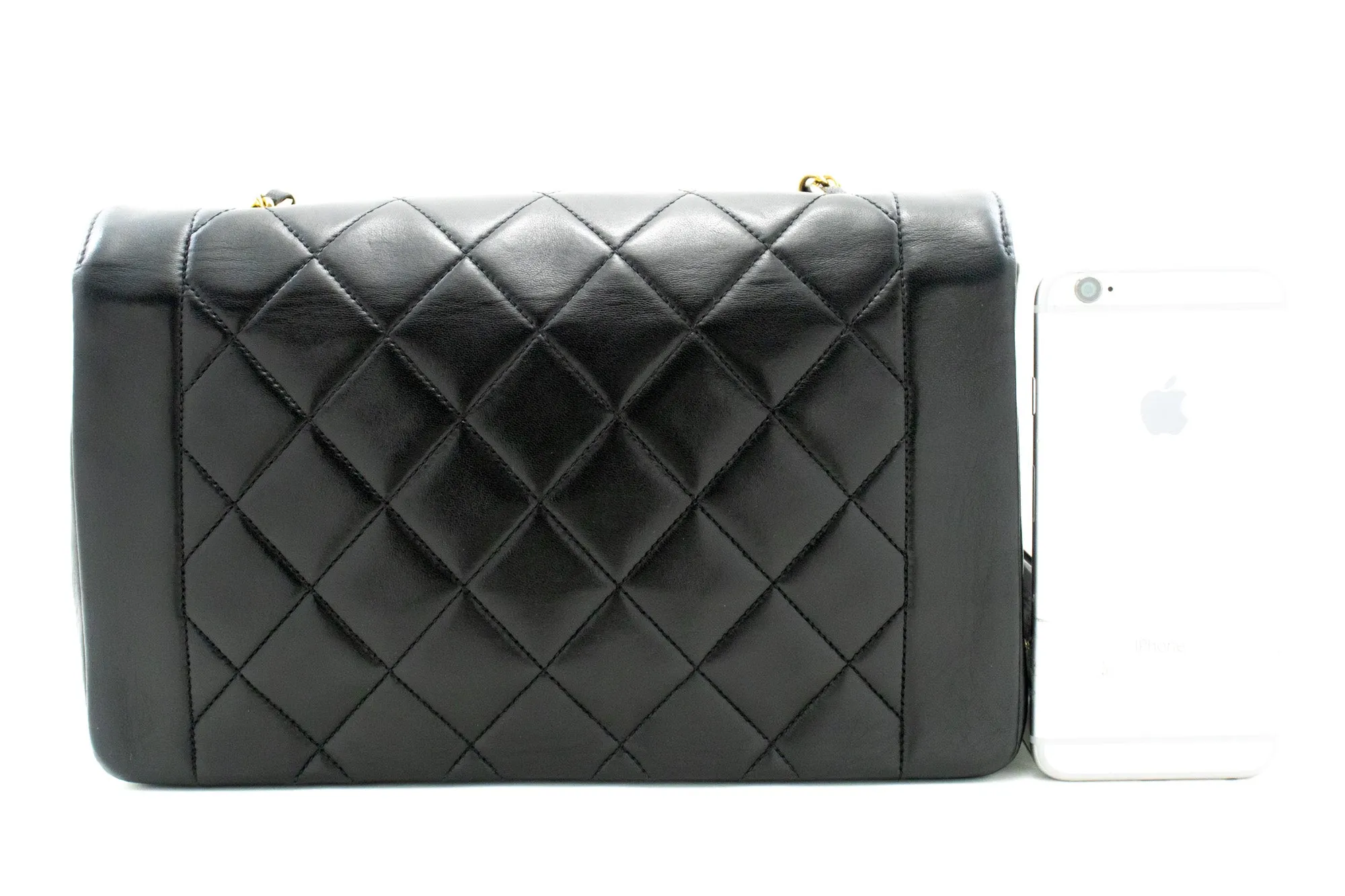 CHANEL Diana Flap Chain Shoulder Bag Black Quilted Lambskin Purse m15