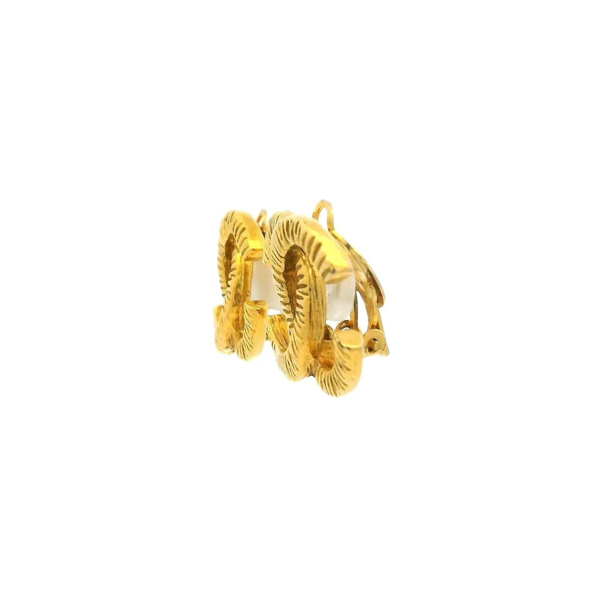 Chanel Ribbed CC XL Clip-On Earrings