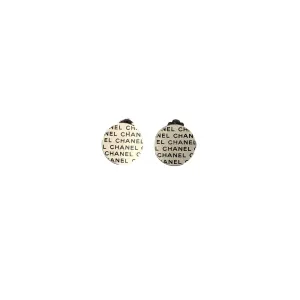 Chanel Silver Logo Clip On Earrings