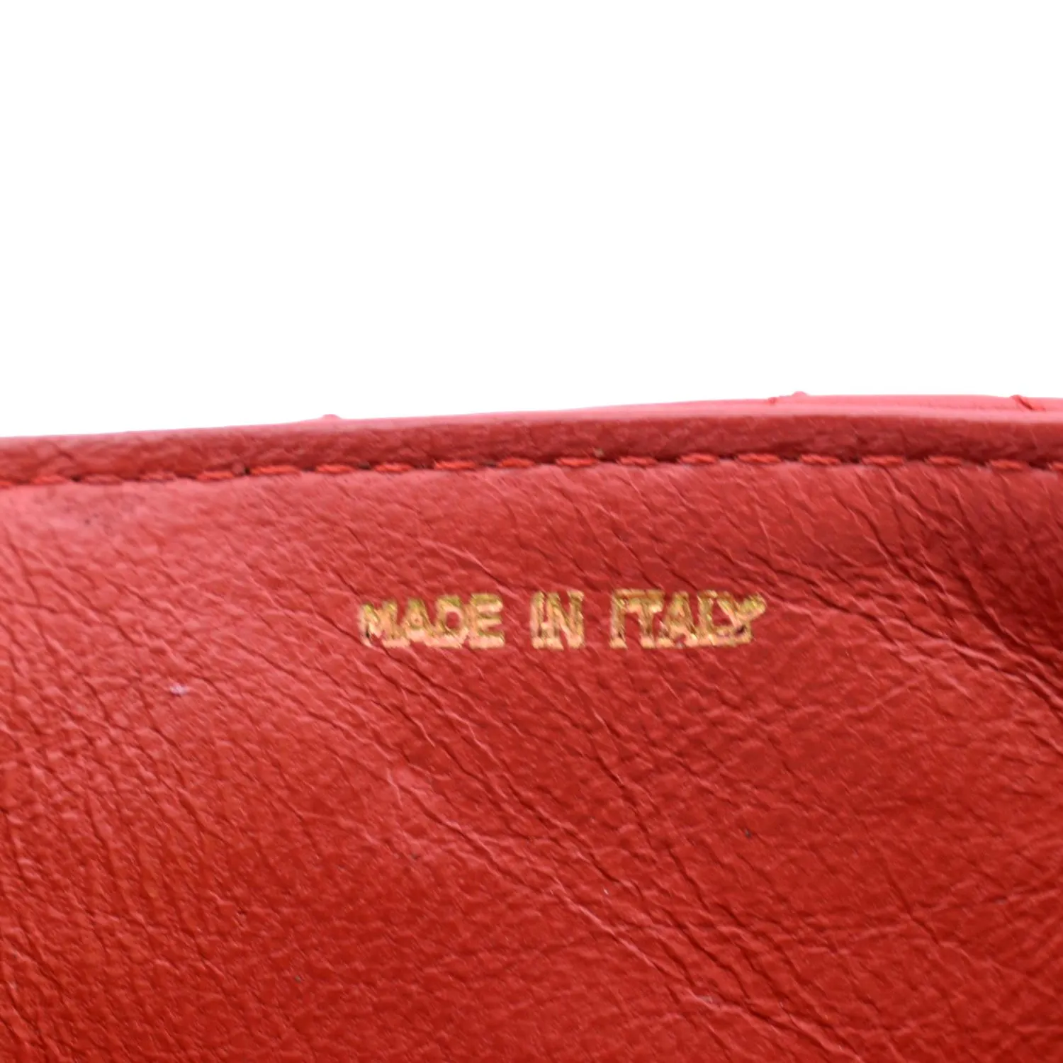 CHANEL Vintage Flap Lambskin Leather Shoulder Bag Red