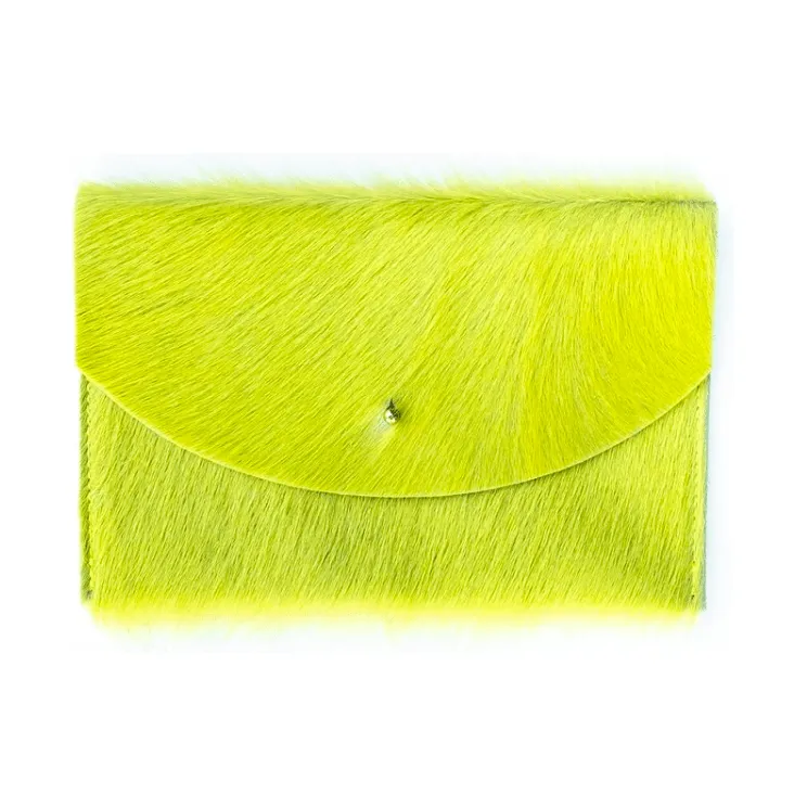 Chartreuse Cowhide Envelope Pouch