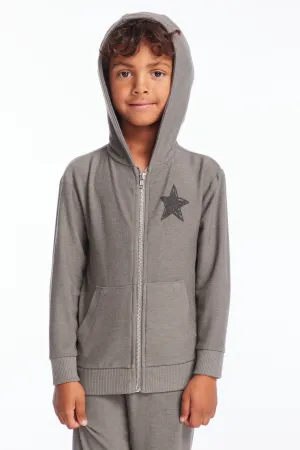 CHASER- Rock Star Zip-Up Hoodie (grey)