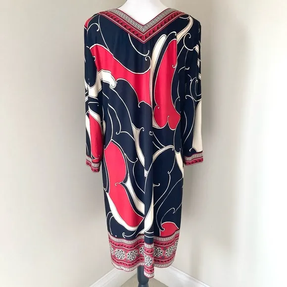 Chico’s V Neck Brody Border Dress Size M