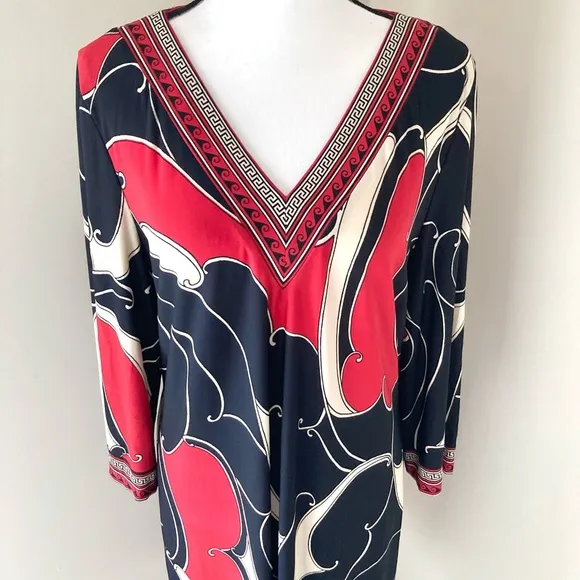 Chico’s V Neck Brody Border Dress Size M