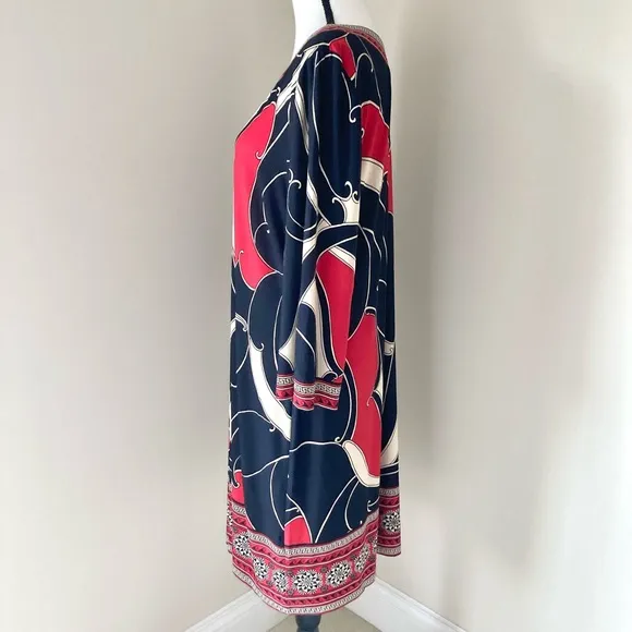 Chico’s V Neck Brody Border Dress Size M