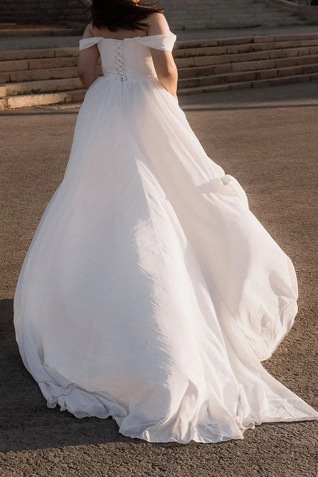 Chiffon Wedding Dress with Side Split ET3009