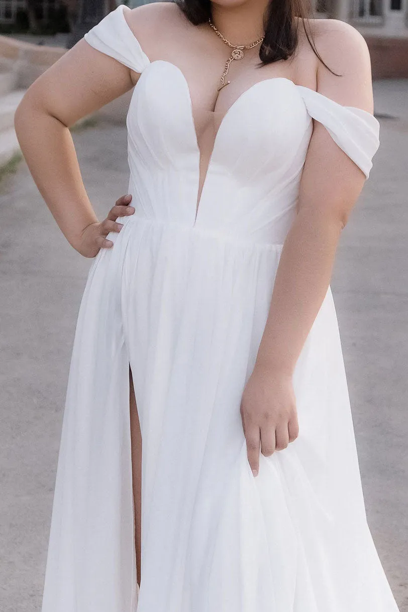 Chiffon Wedding Dress with Side Split ET3009