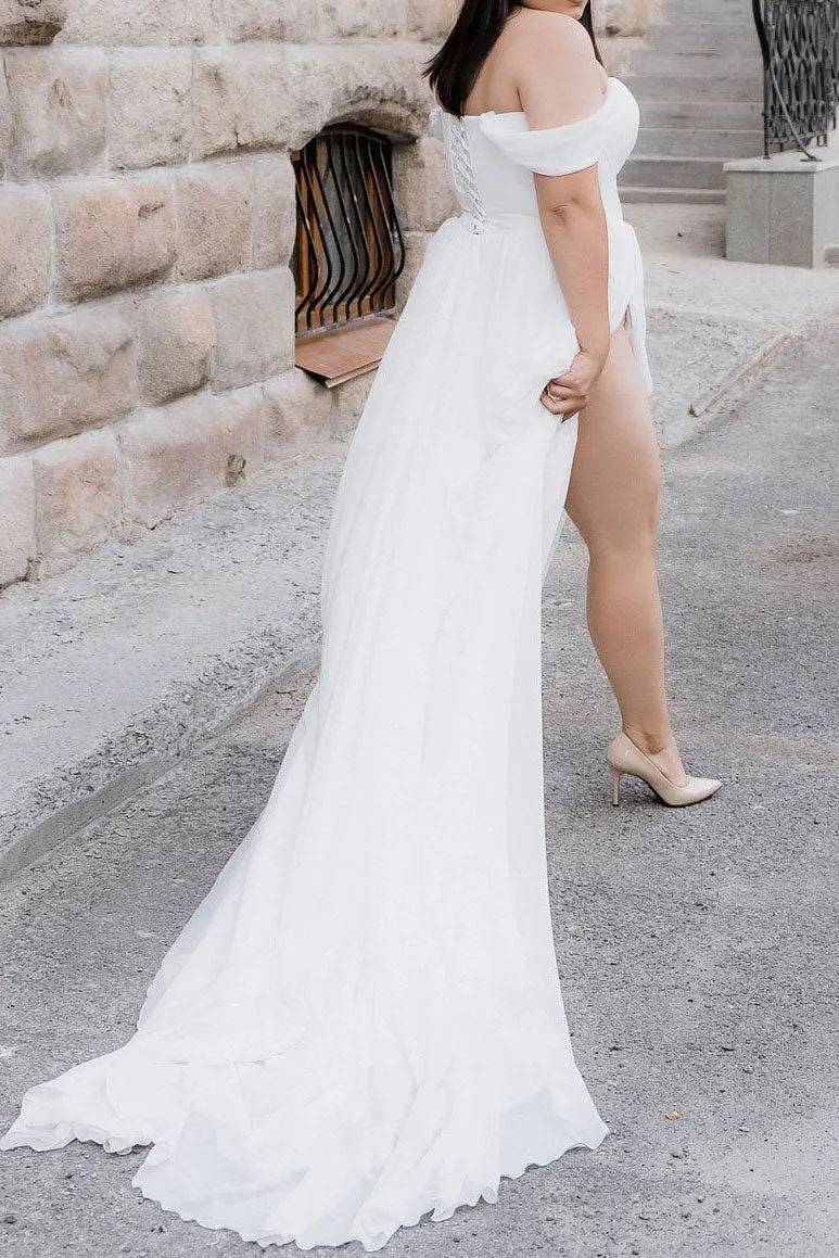 Chiffon Wedding Dress with Side Split ET3009