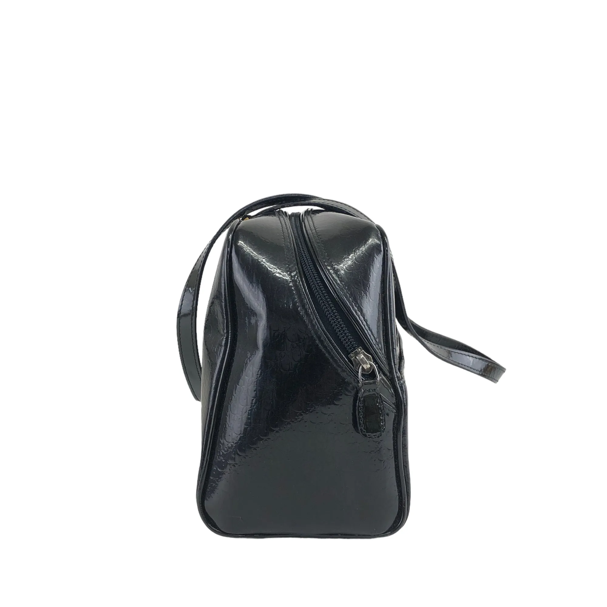 Christian Dior Trotter Patent Leather Small Boston bag Shoulder bag Black Vintage 4rr6sd