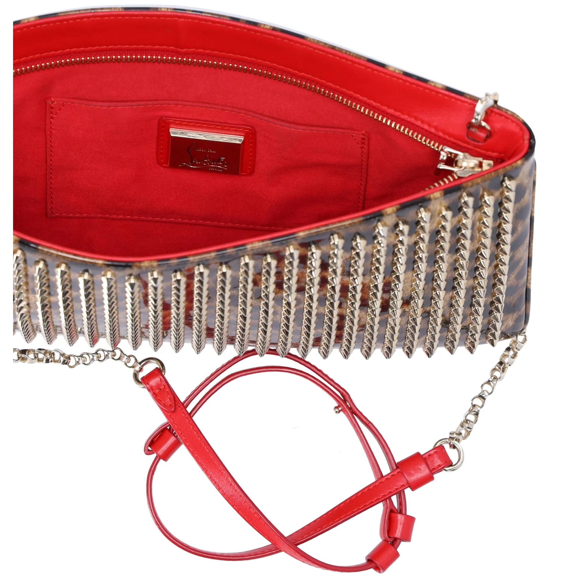 Christian Louboutin Loubiposh Shoulder Bag Light Brown Brown PVC Leopard