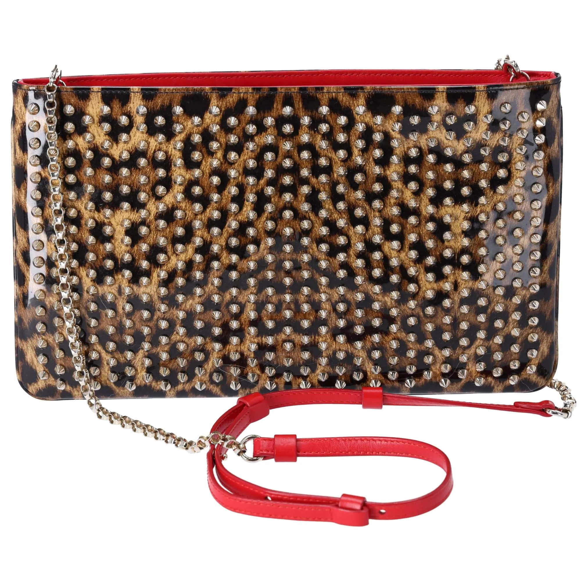 Christian Louboutin Loubiposh Shoulder Bag Light Brown Brown PVC Leopard
